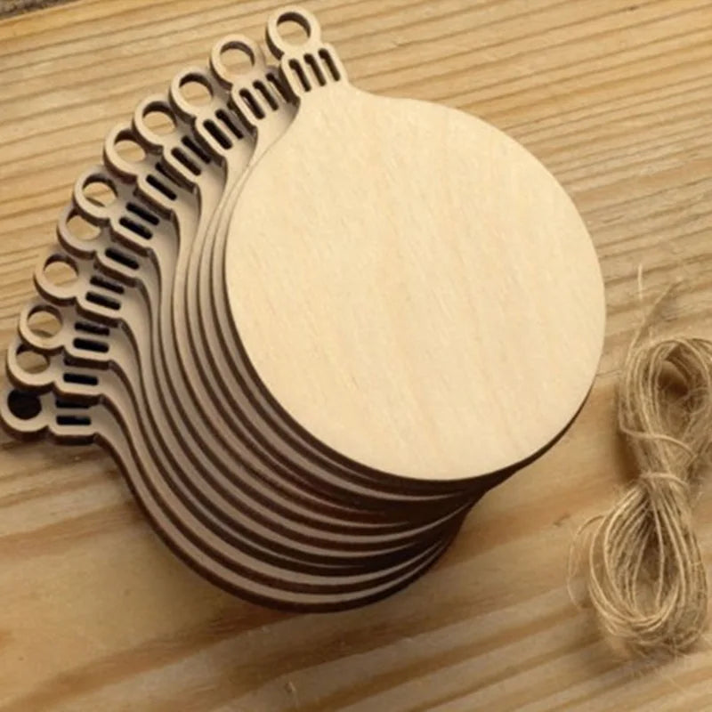 10PCS Unfinished Wooden Christmas Tree Ornaments