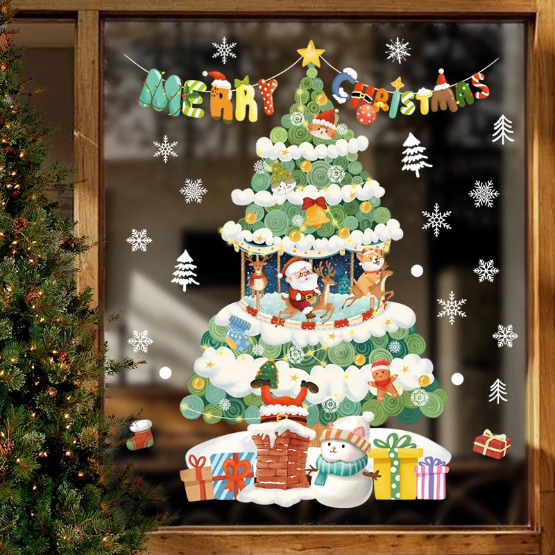Festive Santa & Tree Window Stickers for Christmas