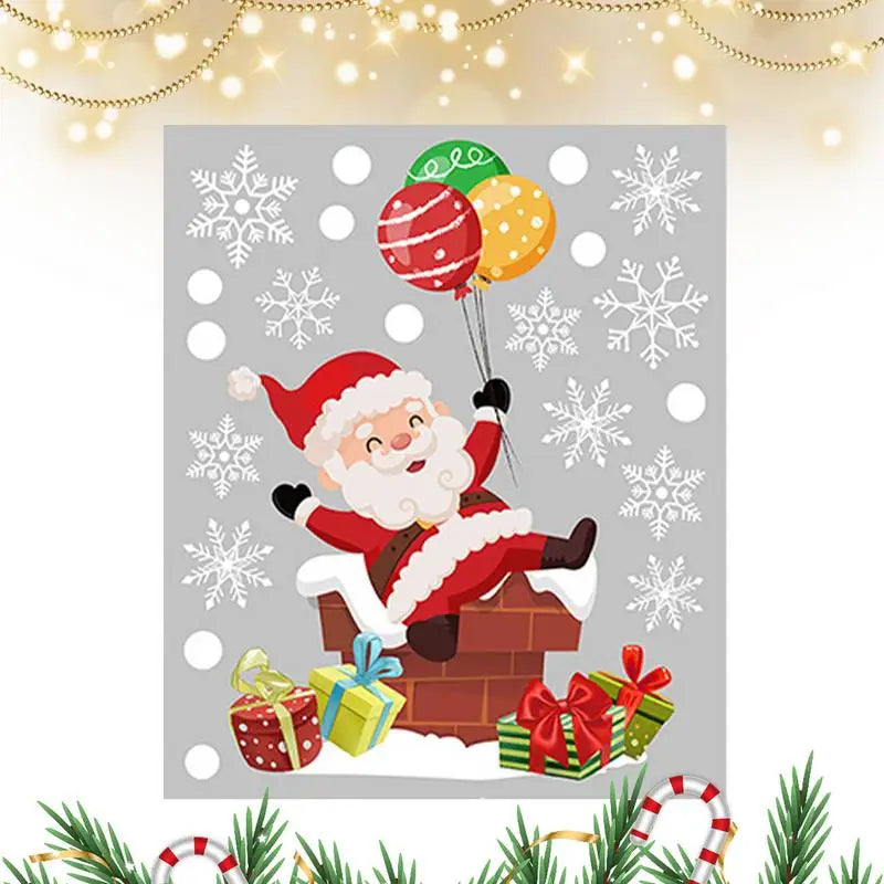 Festive Santa Claus & Snowflake Window Clings