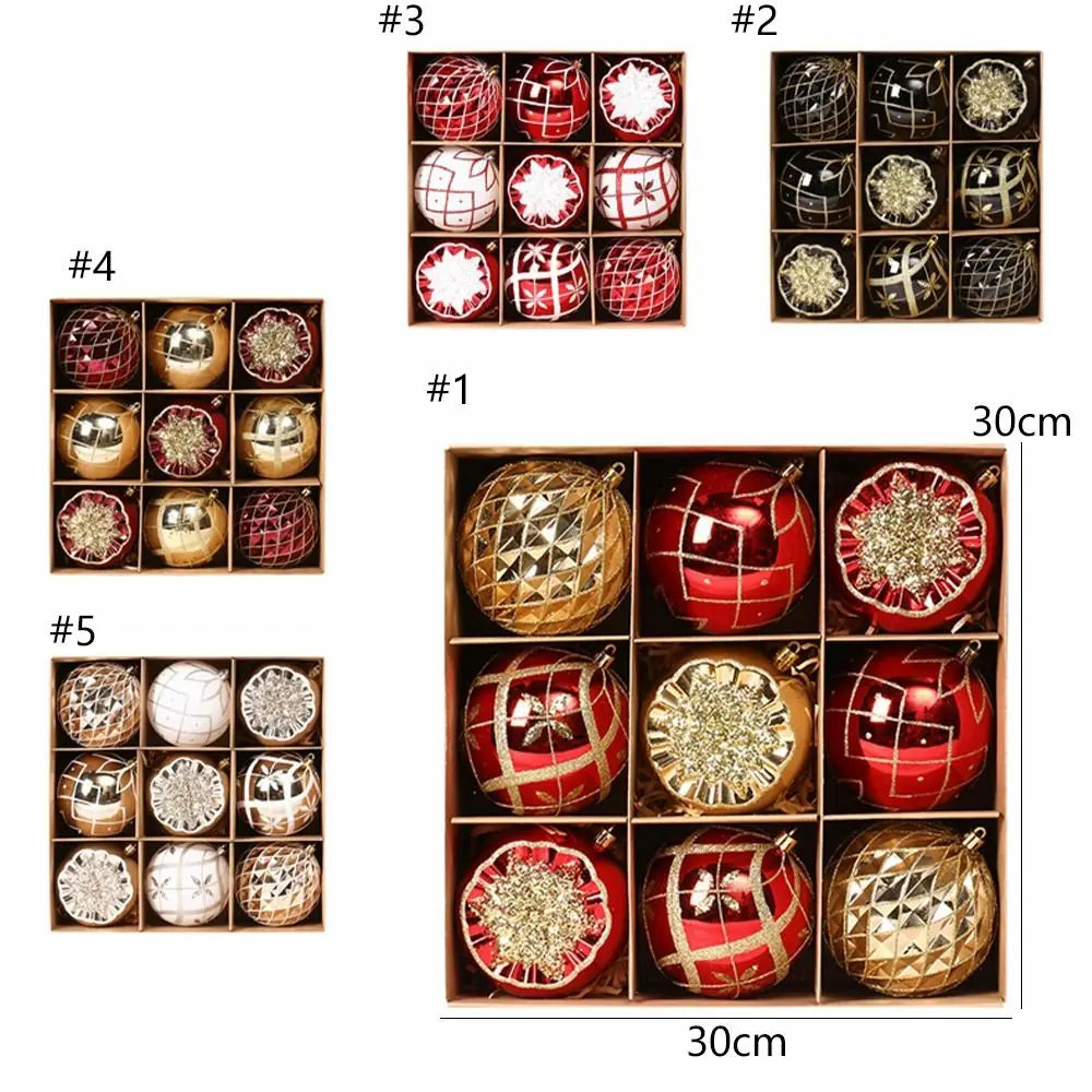 Set of 9 Colorful Cartoon Christmas Balls - Image 11