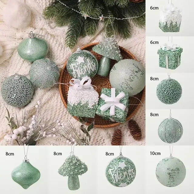 Vibrant Hand-Painted Green Christmas Bauble Ornaments - Image 21