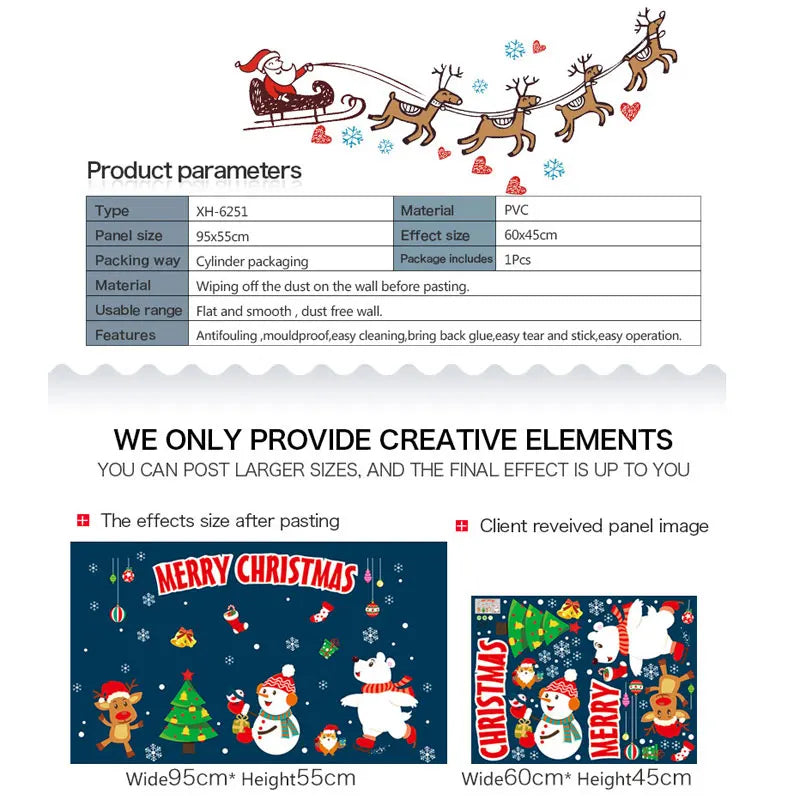 Festive Christmas Window Stickers for Home Decor - Image 9