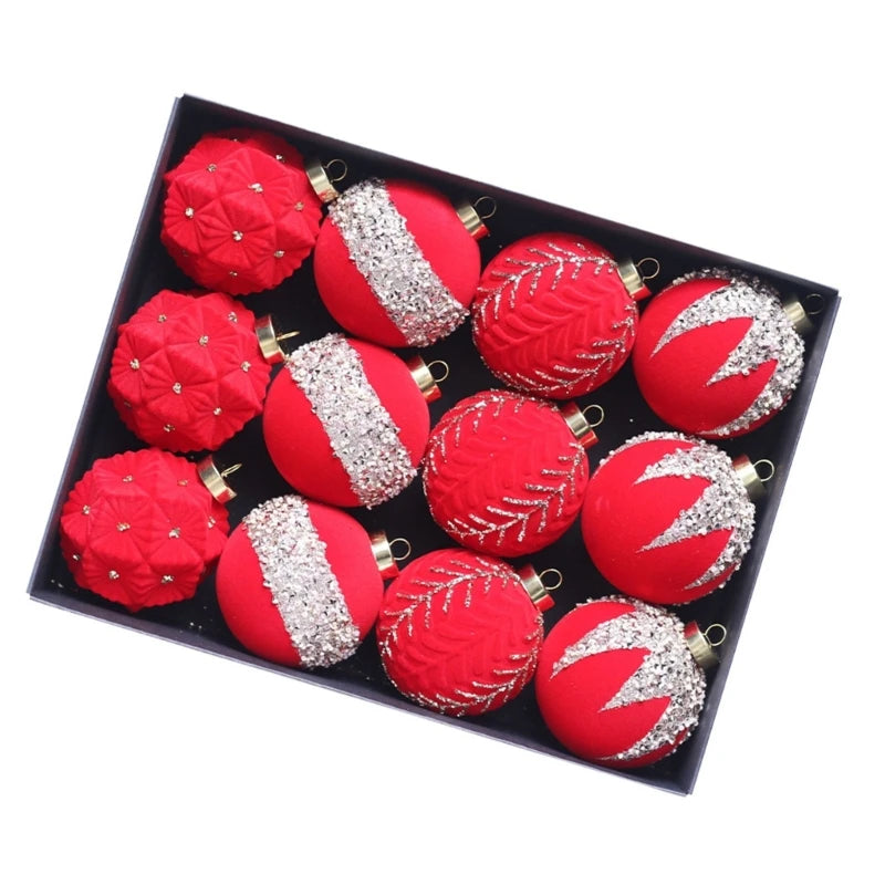 Set of 12 Soft Flocking Christmas Sphere Ornaments - Image 3