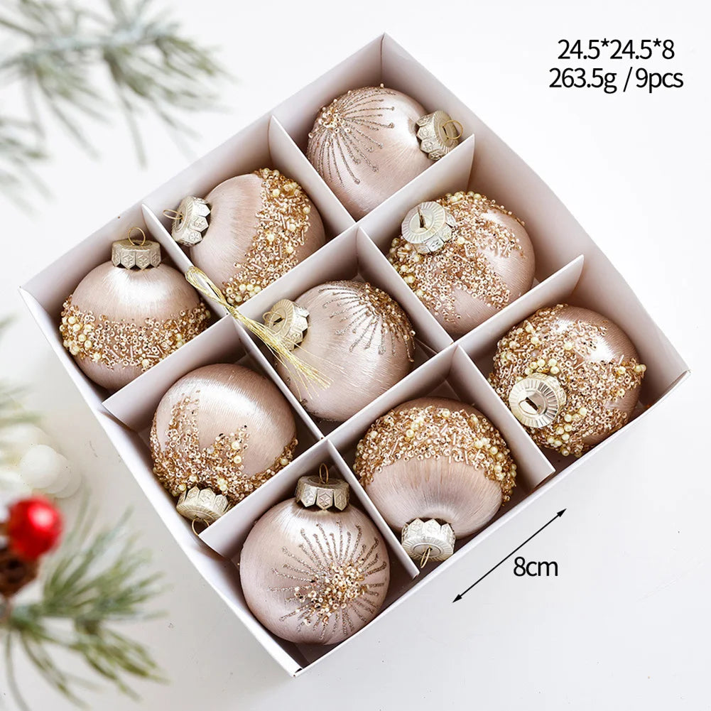 Elegant 9-Piece Wine Red Christmas Ball Ornaments - Image 21