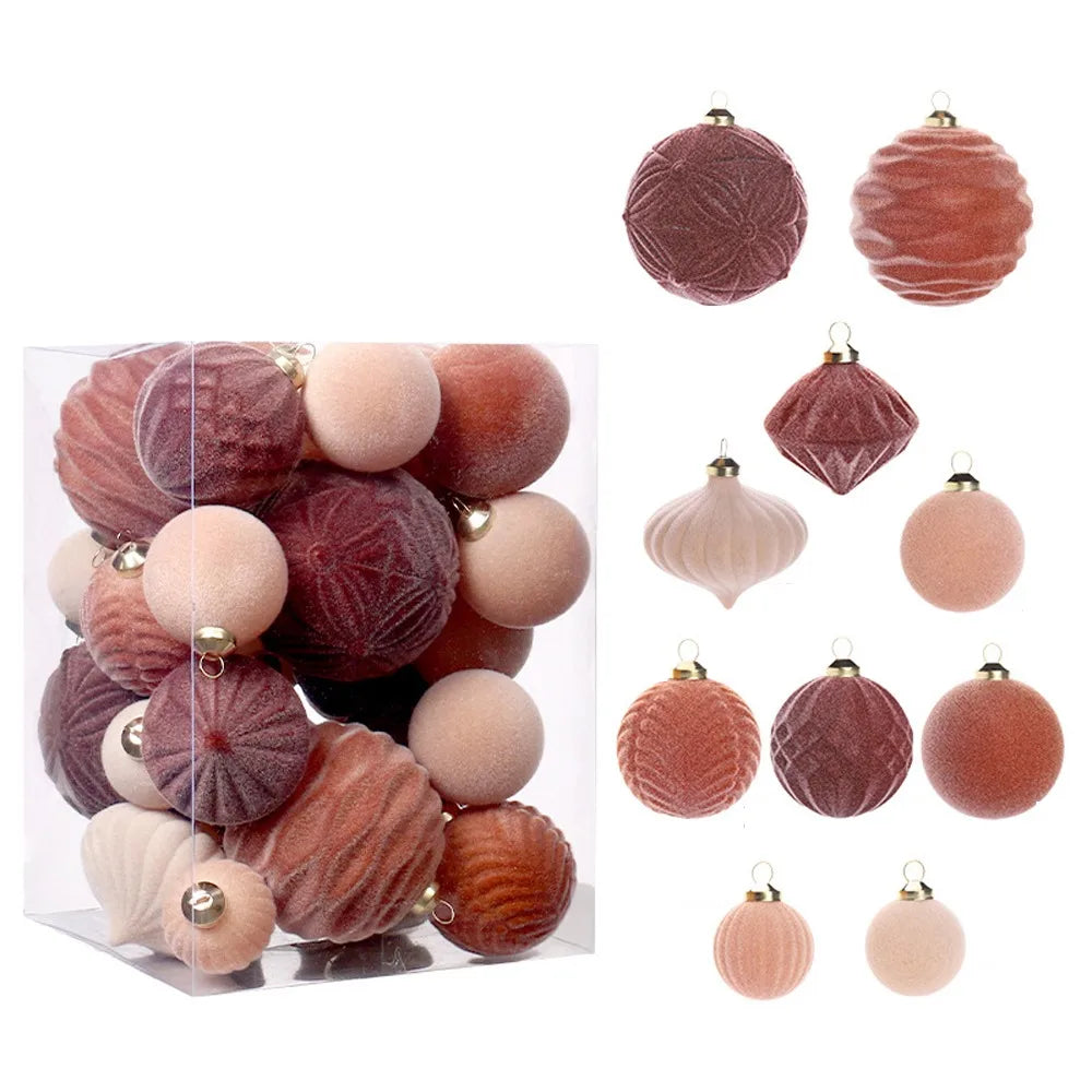 35pcs Shatterproof Velvet Christmas Tree Ornaments - Image 4