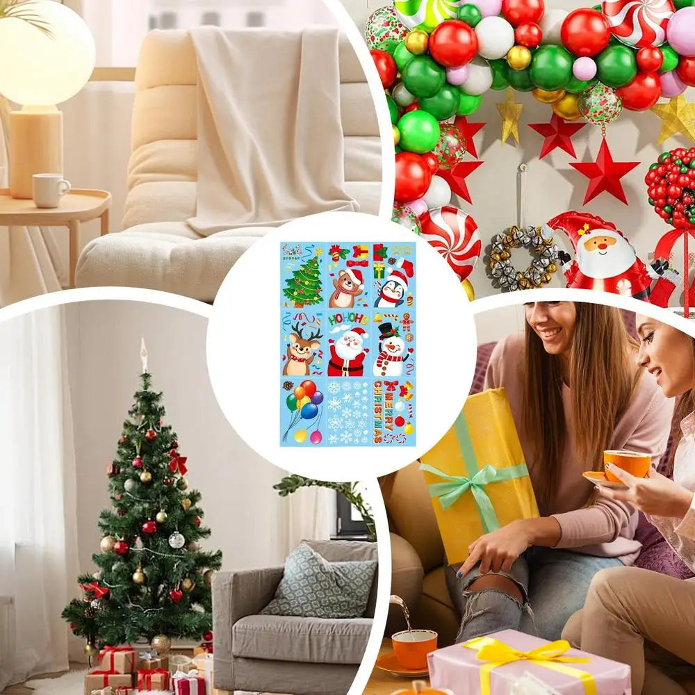 Festive Snowflake & Santa Window Clings 9 Sheets - Image 11