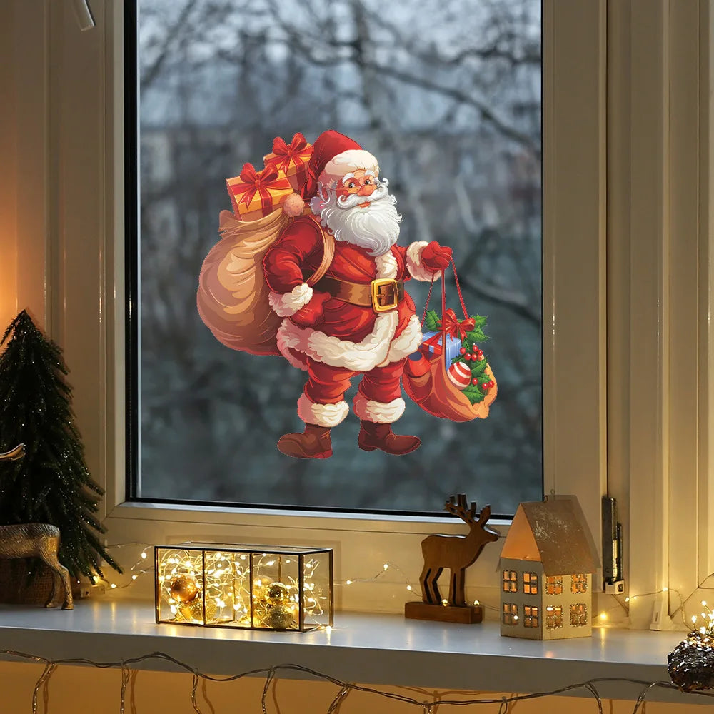 Festive Santa Claus Window Stickers for Christmas - Image 9