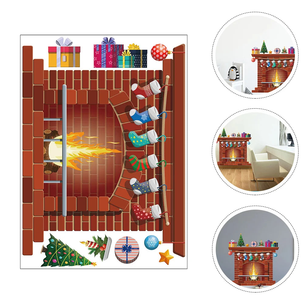 Charming Christmas Stockings Window Clings Decor - Image 5