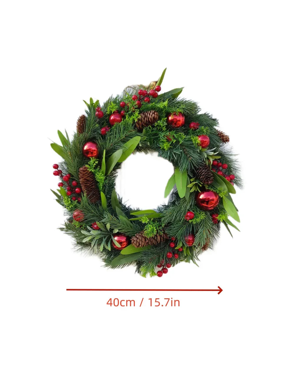 Festive Red Berry Christmas Wreath for Door - Image 10