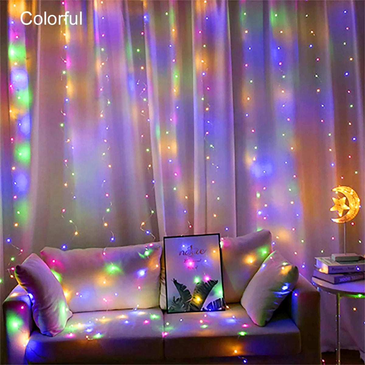 Festive Christmas Lights Curtain Garland for Home - Image 13
