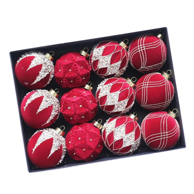 Set of 12 Soft Flocking Christmas Sphere Ornaments - Image 9