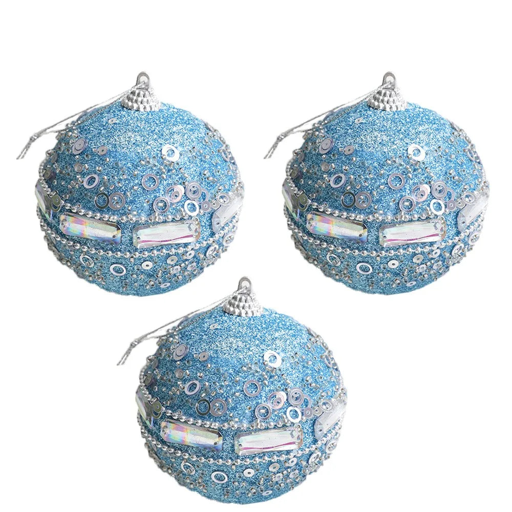 Elegant Blue Shatterproof Christmas Sequin Ornaments - Image 4