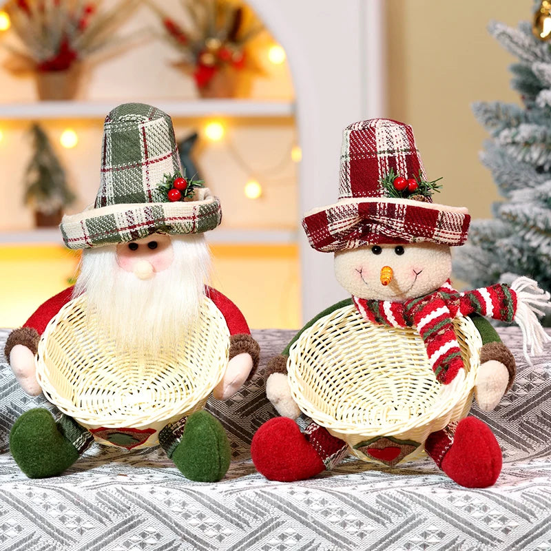 Cute Snowman Bamboo Basket Christmas Ornament