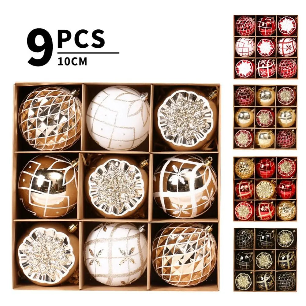 9-Piece Cartoon Painted Christmas Baubles Set