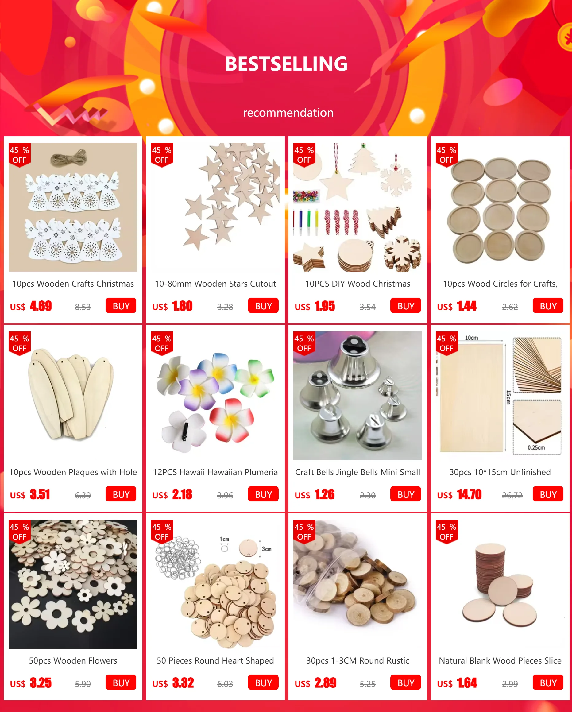 10PCS Unfinished Wooden Christmas Tree Ornaments - Image 7