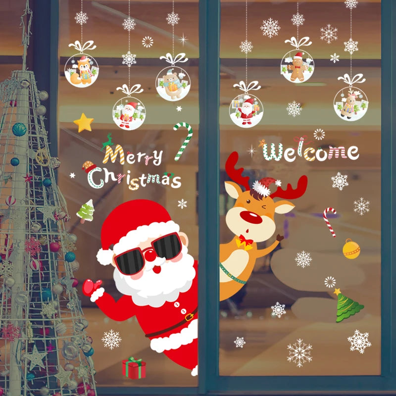 Festive Christmas Window Stickers: Cheerful Snowmen & Reindeer - Image 4