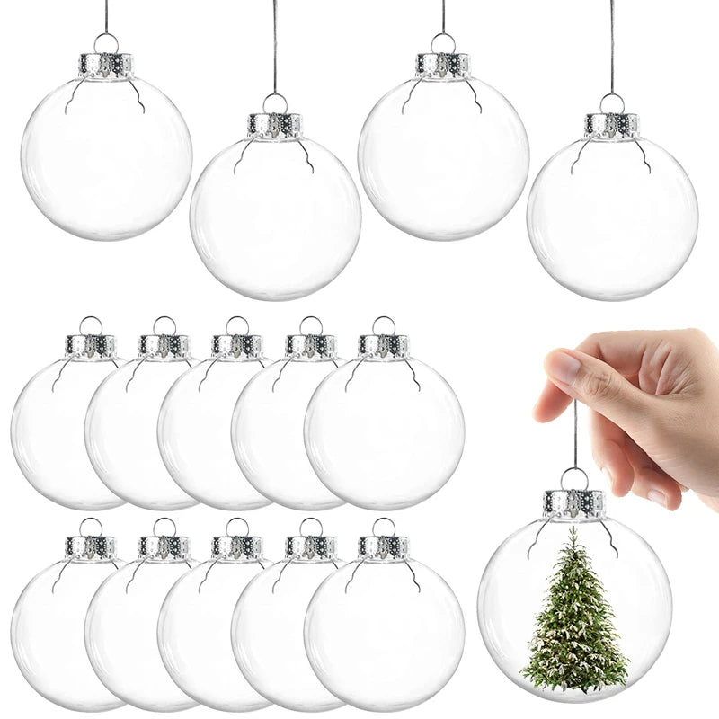 6 Fillable Clear Christmas Baubles for DIY Decor