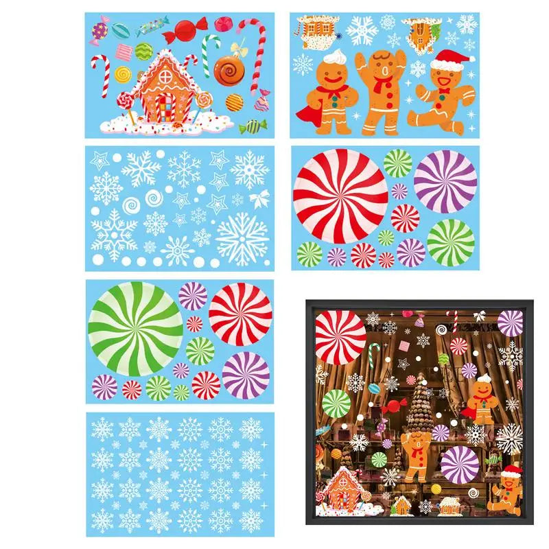 Festive Gingerbread Man & House Window Clings