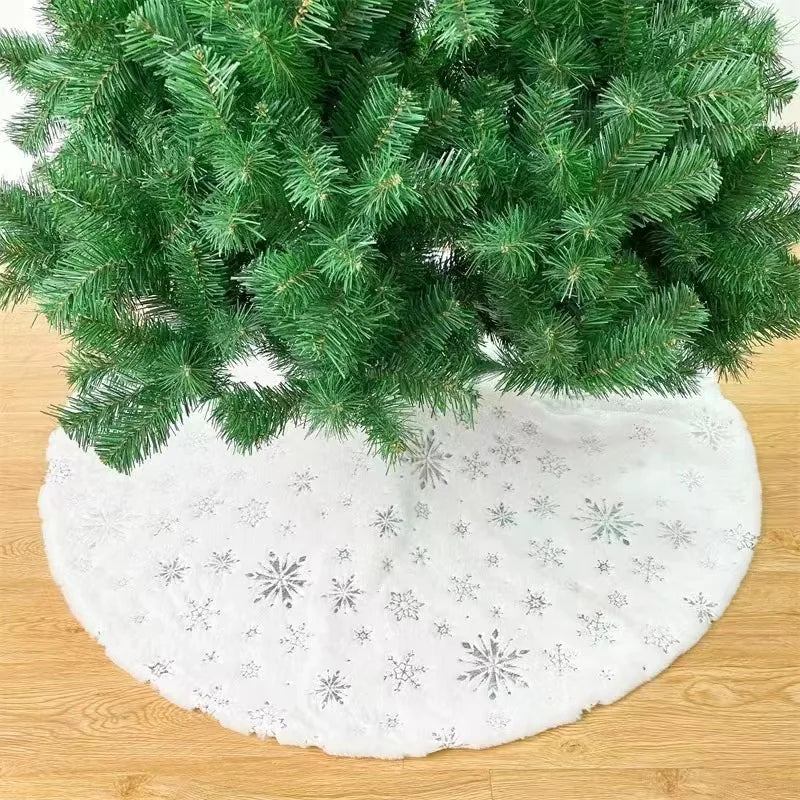 Sparkling Snowflake Christmas Tree Skirt - Plush Decor - Image 12