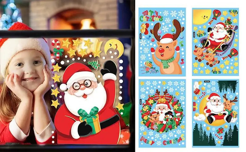 Festive Santa Claus Window Clings for Christmas - Image 5