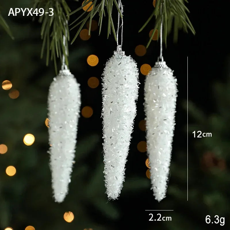 Snowy White Foam Christmas Tree Hangings - Image 2