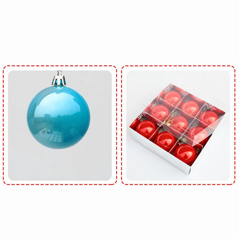 Festive 6cm Christmas Baubles - 9pcs Set - Image 21
