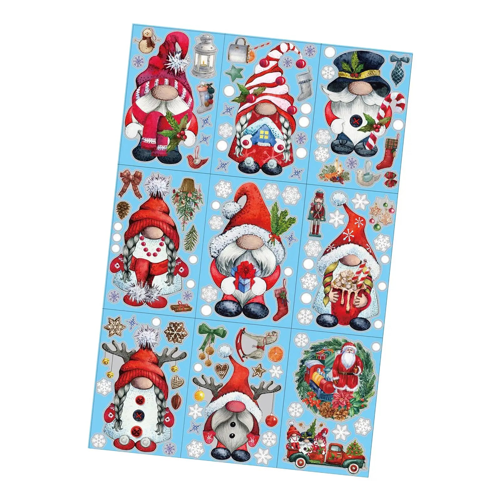 9Pcs Festive Christmas Window Clings for Holiday Decor