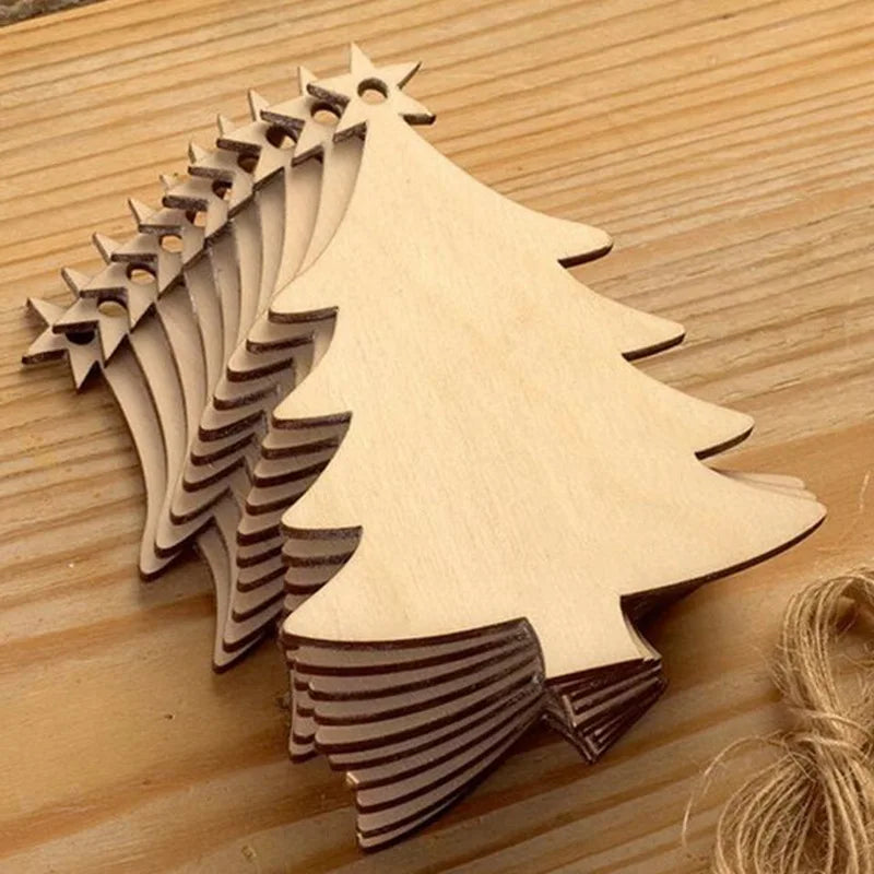 10PCS Unfinished Wooden Christmas Tree Ornaments - Image 5