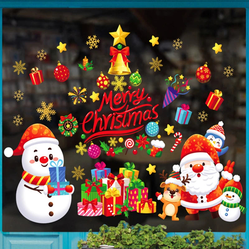 Festive Santa Claus Window Clings for Christmas Cheer