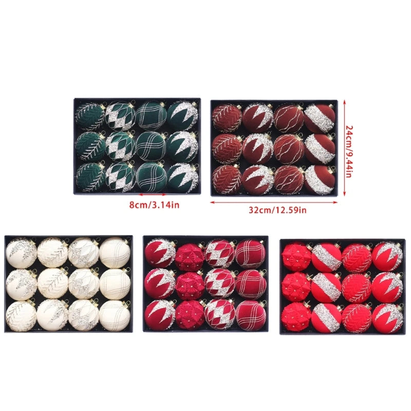 Set of 12 Soft Flocking Christmas Sphere Ornaments - Image 11
