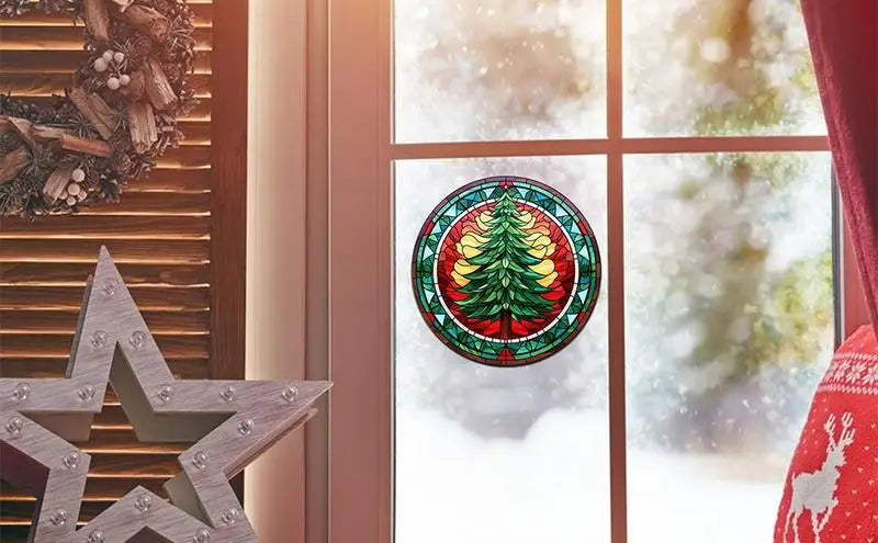 Festive Pine Tree Window Clings for Christmas