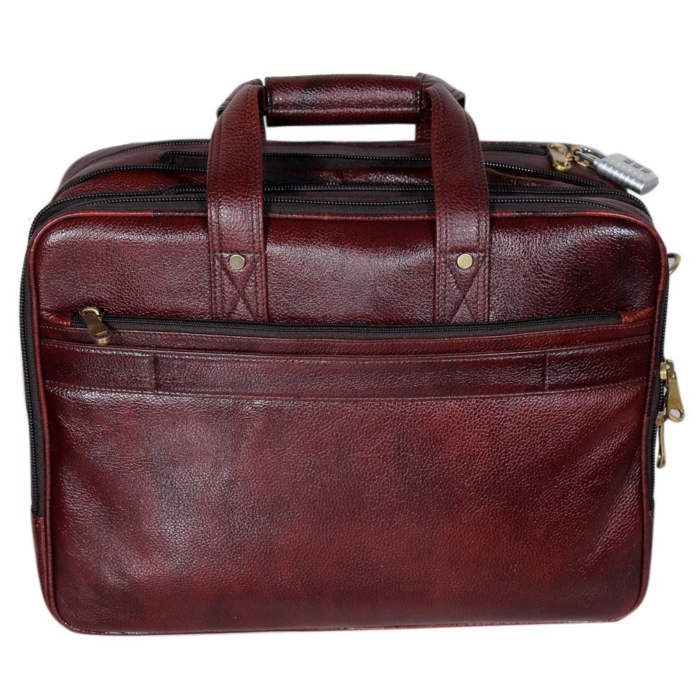 HYATT Leather Accessories 16 Inch Brown Leather Laptop Briefcase Offic ...