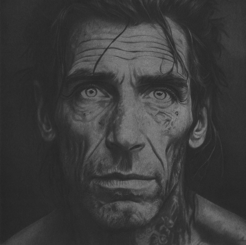 Seth Jennemann Pencil Fine Art Portrait Drawing - Artwork of Homeless man Age 48