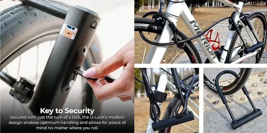 Multiple bike locks securing a bicycle frame and wheel