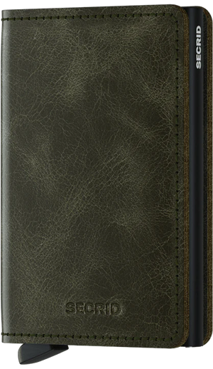 Slim Wallet Vintage Olive Black - The Point Clothing Lounge - Aluminium Wallet