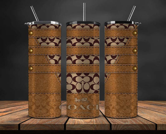 Louis Vuitton Brown Tumbler Wrap, 20oz Skinny Tumbler PNG Digital