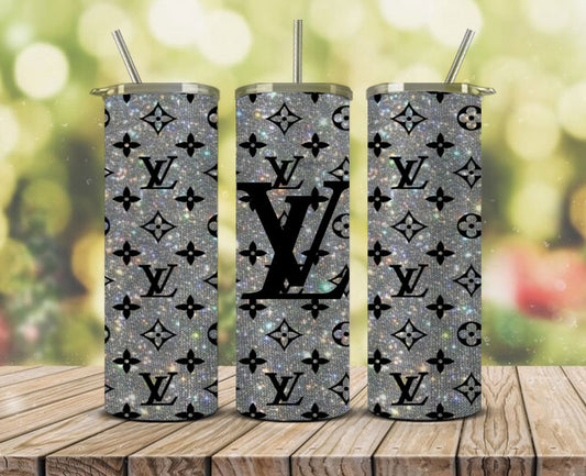 LV Pink and Grey PNG Tumbler Wrap