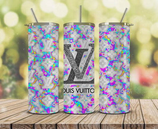 Louis Vuitton Brown Tumbler Wrap, 20oz Skinny Tumbler PNG Digital Download