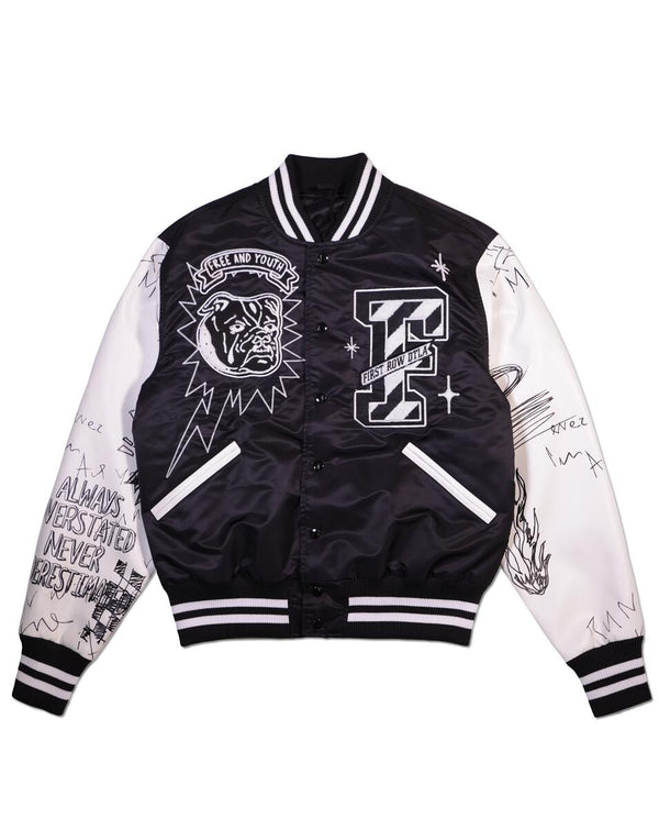 DRIPORA® Flower Embroidered Varsity Jacket