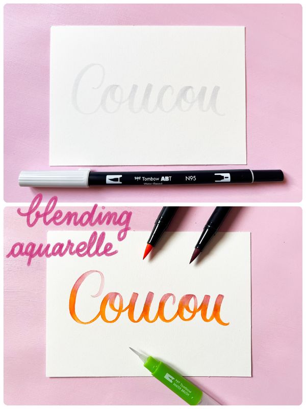 Lettrage avec la technique de blending aquarelle