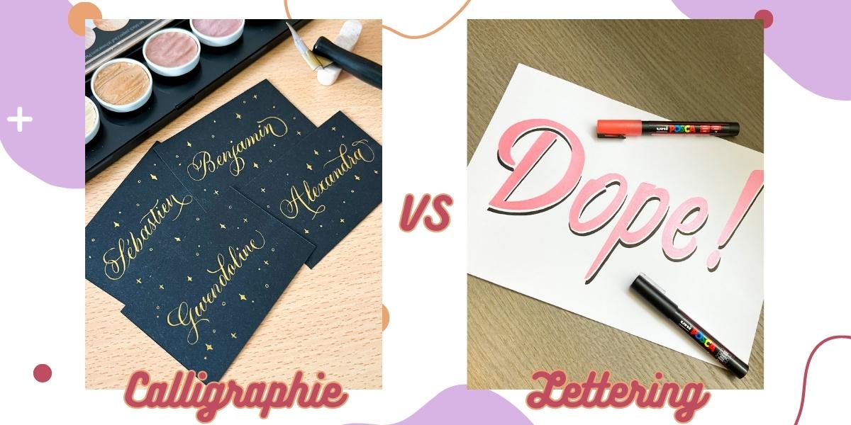 Photo qui montre différence entre calligraphie et lettering