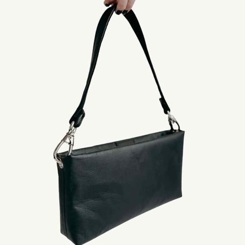 Pineapple leather purse - pinatex black bag