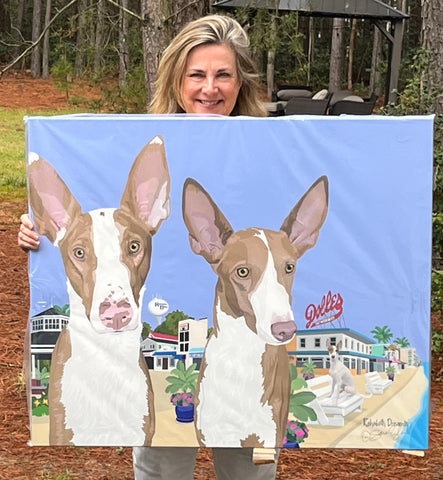 custom pet protrait of Ibizan Hounds in Rehoboth Beach