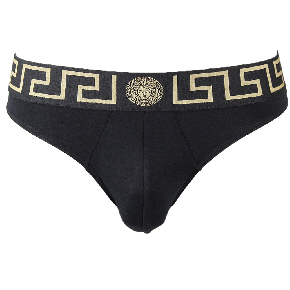 Greca Border Thong, Black