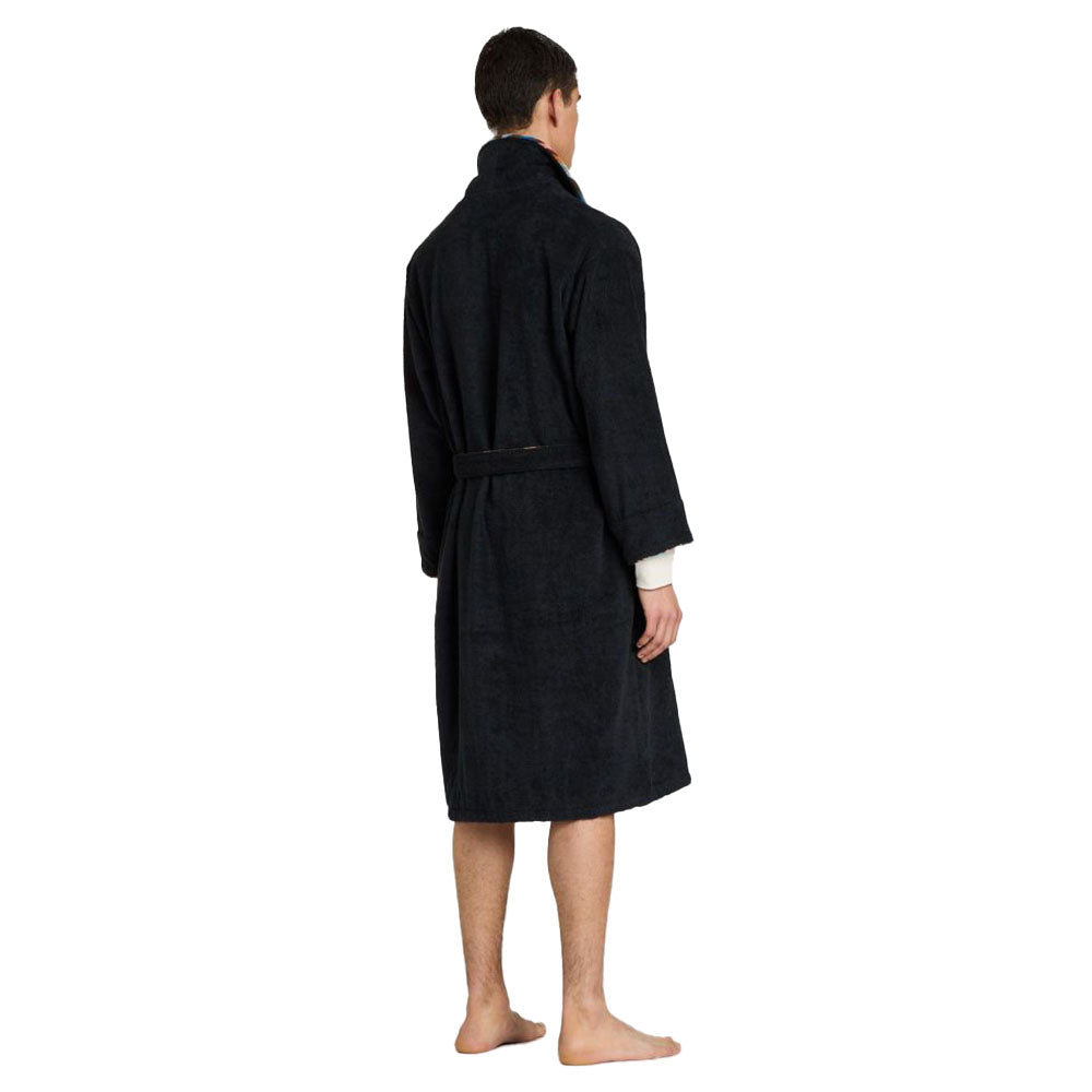 Artist Stripe Towelling Dressing Gown, Black