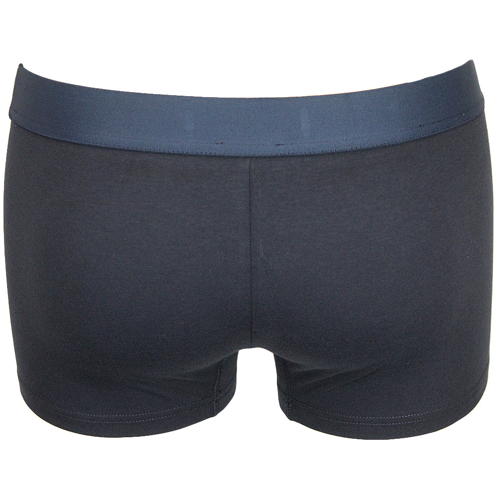 Two-Way Stretch Jersey Boxer Trunks with Crest, Navy Blue