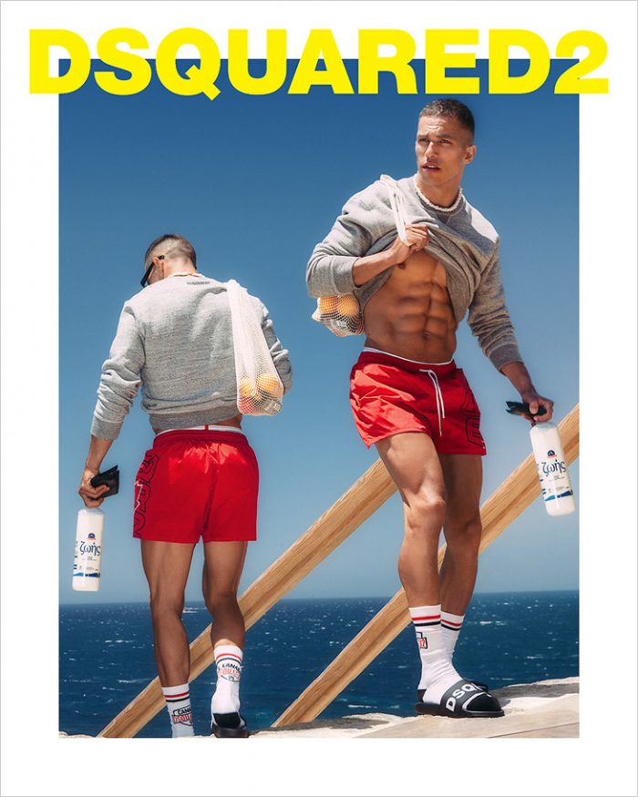 A screenshot from the DSquared2 swimwear launch for spring/summer 2021