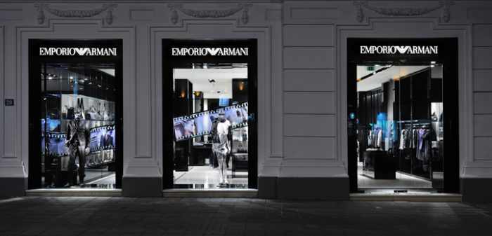 A picture of the outside of an Emporio Armani swimwear store