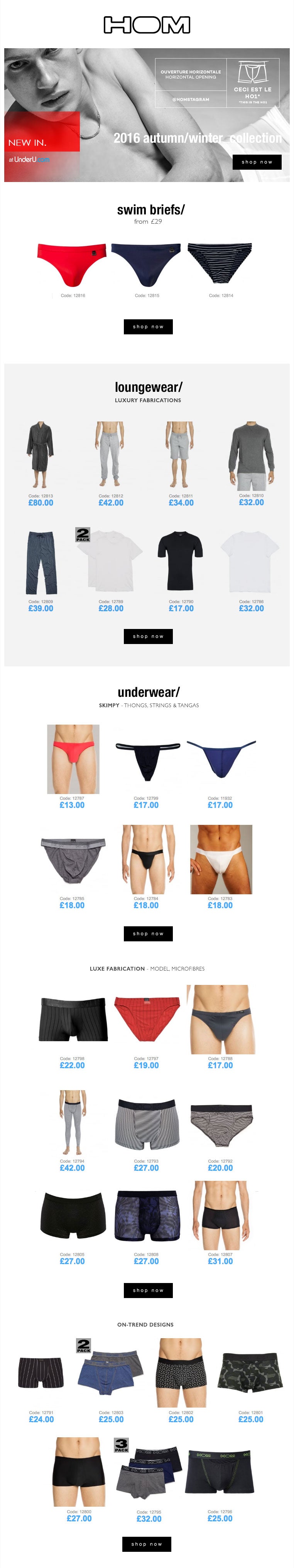 HOM Underwear & HOM Men's Swimwear AW16 Collection | UnderU