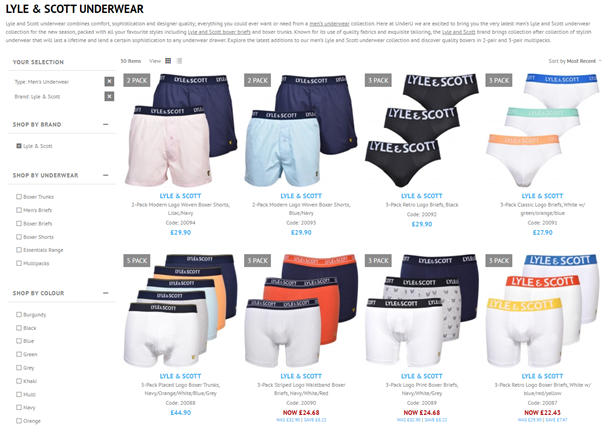 A screenshot of the most recent Lyle & Scott underwear here at UNDERU.
